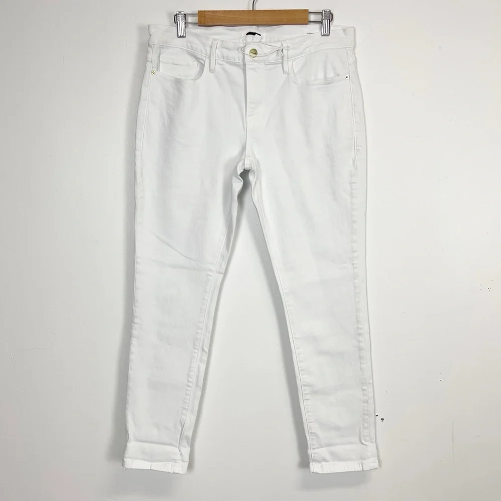 NEW Frame Le Garcon White Jeans Womens 29 Straight Leg Cotton Blend Stretch NWOT
